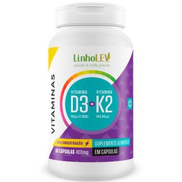 Imagem de Vitamina D3 + K2 - Colecalciferol + Menaquinona 7 - 60 cápsulas - Linh