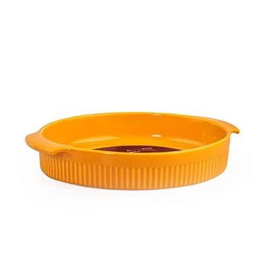 Imagem de Germer, Travessa redonda em porcelana, modelo assar ou servir, Funda, refratária, Ø 25 cm, 1600 ml, Amarelo
