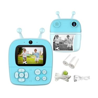 Imagem de Câmera Digital Infantil Portátil 20MP, Tela de 2 Polegadas, 200 dpi, Resolução 1080P, Impressão Instantânea, Conexão com Celular, com Papel de Impressão (CAM-12664-Azul)