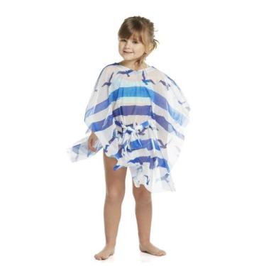 Imagem de Saída Praia Kaftan Infantil - Ref 301 - Sogni Belli, 8, Estampa gaivot