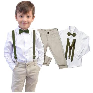 Imagem de Roupa Juvenil Social Masculino Batizado Casamento Gravata E Suspensóri