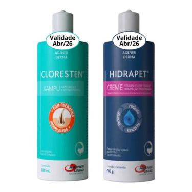 Imagem de Kit Shampoo Cloresten e Hidrapet Creme 500ml Agener para Cães e Gatos