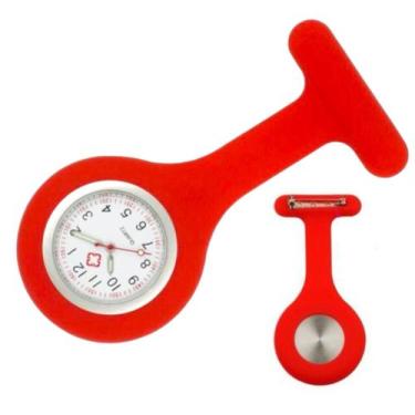 Imagem de Relógio Lapela Silicone Vermelho Bolso Enfermagem Enfermeira - Things 