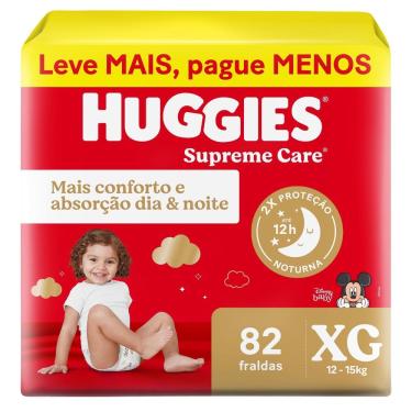 Imagem de Fralda Huggies Supreme Care Tamanho XG 82 Unidades Descartáveis