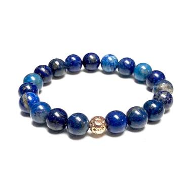 Imagem de Pulseira Stunning Lapis Lazuli Pulseira de ioga Joia Pulseira de pulso Fifth Chakra Throat Chakra Big 10 mm Pulseira elástica unissex | Pulseira Chakra Energizada | Com Espaçadores Banhados a Ouro de Liga de zinco |, Style-2, 1