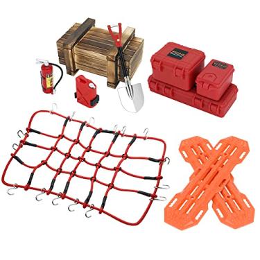 Imagem de GLOBACT RC Crawler Accessories Car Roof Decoration Tank Storage Box, Wood Box, Luggage Net, Fuel Box, Shovel, Fire Extinguisher, Recovery Board for RC 1/10 Crawler TRX4 Axial SCX10 Redcat