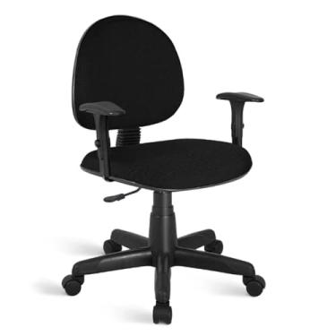 Imagem de Cadeira De Escritório Home Office Estofada Em Tecido Ergonômica Executiva Com Braço Preto Estrela De Aço Rodízio Nylon Escritex (Tilbury Preto)