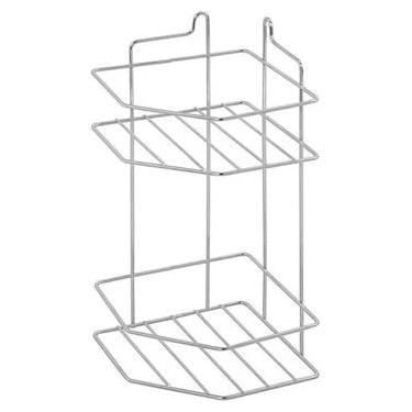 Imagem de Suporte porta shampoo condicionador 2 andares 32 x 14 cm canto de parede aço branco