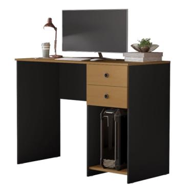 Imagem de Escrivaninha Mesa para Computador Gamer com 2 Gavetas e Suporte para CPU (Preto/Nature)