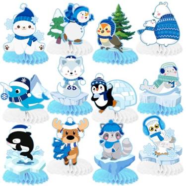 Imagem de 12 PCS Winter Arctic Animal Honeycomb Centerpieces, Winter Arctic Polar Animal Birthday Party Decorations Supplies Arctic Animal Table Centerpieces Decorations for Kids Boys Girls Baby Shower