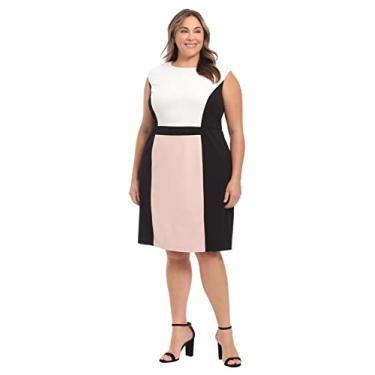 Imagem de Donna Morgan Bainha feminina plus size com gola em formato de joia e ombro estendido, Preto, 18 Apparel