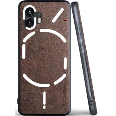Imagem de AIORIA Capa de couro premium para celular for Nothing Phone 2 com design retrô (café)