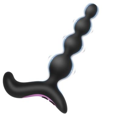 Imagem de Plugue anal vibratório - flexível silicone 10 modos de vibração design graduado brinquedo sexual anal impermeável vibrador bala para homens, mulheres e casais