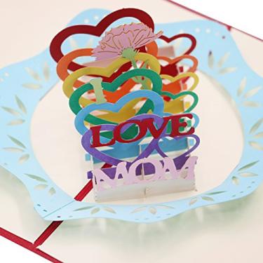 Imagem de Cartas e envelopes para o dia das mães, design delicado 3D pop up 10 x 15 cm, adorável e doce saudação para a nossa grande mãe, perfeita para o dia das mães, aniversário da mãe, Red1