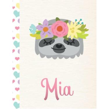 Imagem de Mia: 2022. Personalized Weekly Sloth Planner For Girls. 8.5x11 Week Per Page 2021 Planner/Diary With Pink Name
