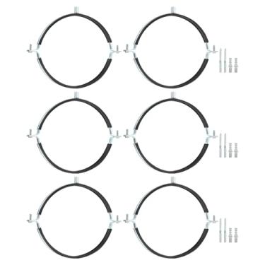 Imagem de uxcell 6 peças de braçadeira de suporte de tubo ajustável, 203 mm (203 mm), anel dividido para montagem no teto, suporte de tubo de ferro galvanizado com parafuso e tubo de expansão para tubo de tubo