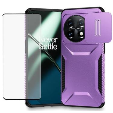 Imagem de Ueokeird Capa para OnePlus 11, One Plus 11 5G PHB110 com protetor de tela de vidro temperado e capa deslizante para câmera, antiderrapante, resistente, à prova de choque, para OnePlus 11 5G, roxo