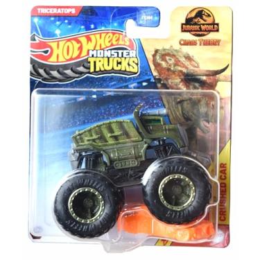 Imagem de Hot Wheels Monster Trucks Triceratops, 1:64 Scale Includes Crushed Car