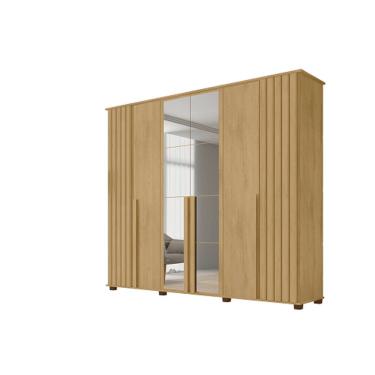 Imagem de Guarda Roupa Amsterdã II 6 Portas Ripado com Espelho Cinamomo - RV Móveis
