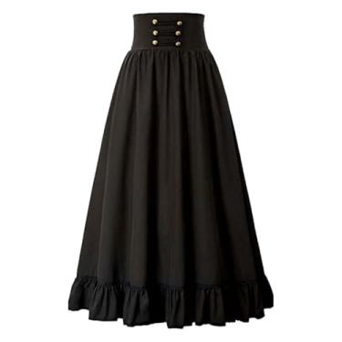 Imagem de Vestido feminino medieval retrô evasê fantasia de palco literário Halloween saia rodada cintura alta, B, XGG