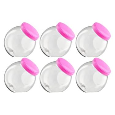 Imagem de Conj 6 Potes Plástico Baleiro 600ml Porta Condimentos Doces Balas Mantimentos Multiuso (Rosa)