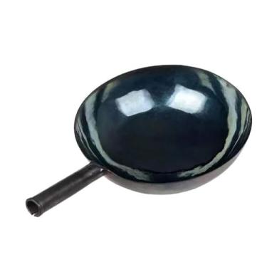 Imagem de Panelas de frigideira de lã de ferro marteladas 100% à mão chinesas, antiaderentes, sem revestimento, menos óleo, Master 34 cm, preto temperado