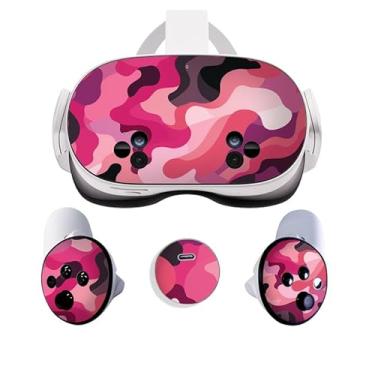 Imagem de VR Headset Spider Capacete Skin e Acessórios Kit de Adesivos Compatível com Quest 3 Skin Vinil Capa Protetora Decalque (Camuflagem Rosa)