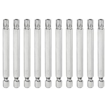 Imagem de HARFINGTON 10 peças T35 Bit Torx de segurança 1/10.2 cm haste sextavada 7,6 cm de comprimento S2 aço magnético resistente à adulteração, chave de fenda Torx cabeça Torx com furo para brocas de chave