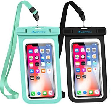 Imagem de Capa à prova d 'água LENPOW, novo tipo de bolsa de telefone PVC IPX8 à prova d'água, bolsa universal transparente para celular para iPhone X 8 7 6s 6 Plus, Samsung Galaxy s9 s8 s7, Google Pixel, LG, HTC, Black，Wathet Blue