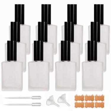 Imagem de BEGIKET Pacote Com 12 Frascos De Spray De Perfume De Vidro Quadrado Transparente Fosco De 1 Oz, Frascos De Spray Atomizadores De Névoa Fina De 30 Ml/1 Oz Recarregáveis Para Perfume, Óleo Essencial E