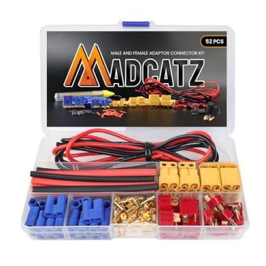 Imagem de MADCATZ T-Plug EC3 XT60 adaptadores de conector macho e fêmea com fio de silicone de 14 awg e tubo termorretrátil para acessórios de motor de bateria RC ESC Lipo (pacote com 52 peças)