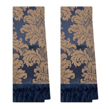 Imagem de 2 Mantas Xale Para Poltrona Pequena Peseira 0,70 X 1,80 (401 MARINHO E MARROM CLARO)