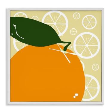 Imagem de Stupell Industries Design de arte de parede giclée emoldurado branco laranja brilhante por Daniela Santiago, 61 x 61 cm
