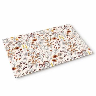 Imagem de Capacho com folhas florais antiderrapante tapete de porta externo listras de plantas laranja amarelo entrada tapete de banheira tapete de entrada interior exterior 45,7 x 76,2 cm