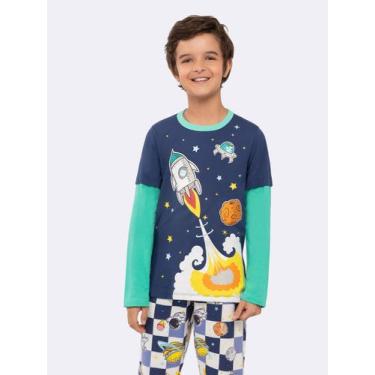 Imagem de Pijama Infantil Manga Longa Foguete Espacial com Conforto Extra - Vegg