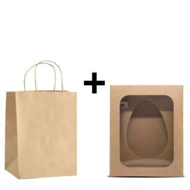 Imagem de KIT PÁSCOA-  Caixas altas para ovo de colher de 350g com sacolas kraft