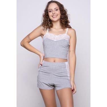 Imagem de Short Doll Feminino Malha Viscolycra Mescla ou Lisa  Com detalhe em Re