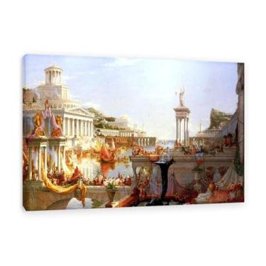 Imagem de Reprodução de pinturas famosas em tela abstrata arte The Course of Empire 3 - arte de parede em tela de consumação para decoração de casa e escritório 20x30 cm (20.3x30.5 cm) emoldurada