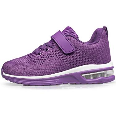 Imagem de Anlarach Sapatilhas desportivas para meninos e meninas, sapatilhas de corrida com ar condicionado para crianças pequenas, meninos pequenos, meninos grandes, Roxo, 21.5 cm