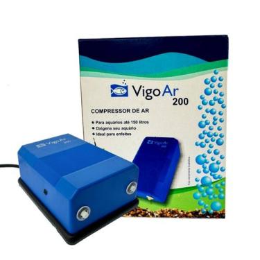 Imagem de Compressor De Ar Vigoar 200 P/ Aquário ate 150L 2 saidas, 110V