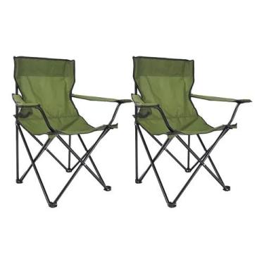 Imagem de Kit 2 Cadeiras Dobráveis Pesca Acampamento Praia Resistente C/Bolsa(Verde)