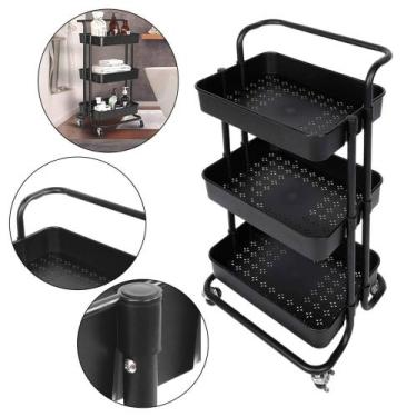 Imagem de Carrinho Estante Fruteira Organizador Prateleiras Com 3 Compartimentos