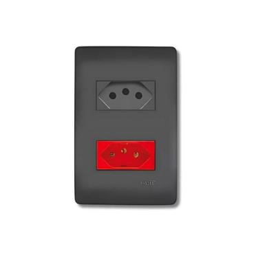 Imagem de Conjunto Tomada Dupla 10a E 20a Vermelho Habitat Black Fame