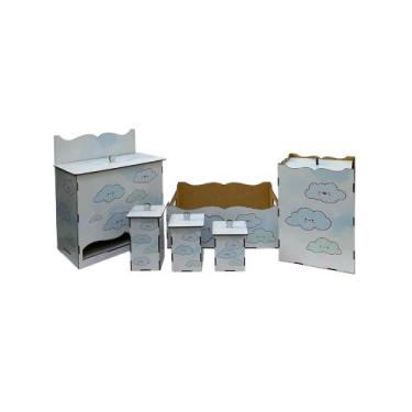 Imagem de Kit Higiene Bebê 6 Peças em Madeira Mdf Adesivado - ATACADÃO DO ARTESA