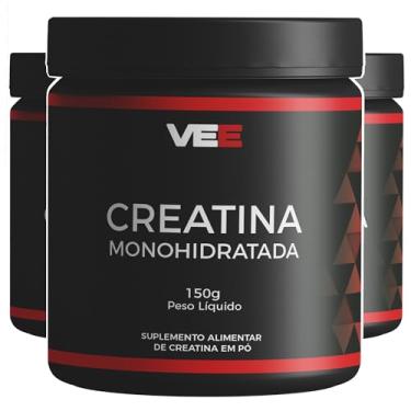 Imagem de Kit 3x Creatina 100% Pura Monohidratada Pote 150g Suplemento em Pó Creatine 50 Porções Academia Treino Pó Creatine Ganho Muscular Hipertrofia Força Energia Resistência - VEE
