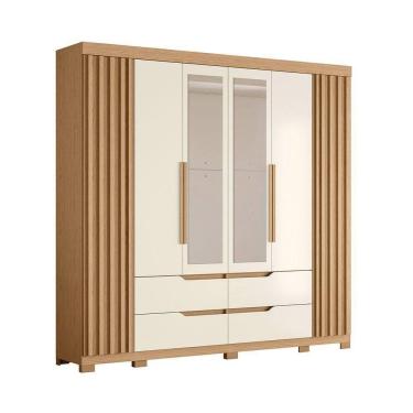 Imagem de Guarda Roupa Doble Casal 6 Portas Com Espelho Albatroz Freijó/off White (flex)