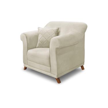 Imagem de Poltrona Sala De Estar Pé De Madeira Julieta Veludo S04 - D'rossi Cor Lilás