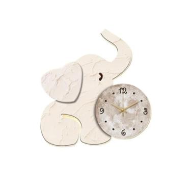 Imagem de Pintura decorativa com relógio Luminária de parede de elefante com relógio e controle remoto para sala de estar, luminária de parede moderna 3D, relógios de parede grandes silenciosos e anti-tique-taq