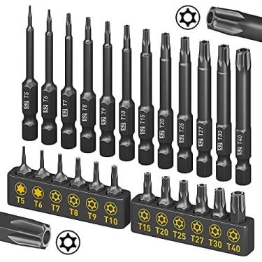 Imagem de Conjunto de bits torx, conjunto de bits de 24 peças de segurança amartisano, bits estelares resistentes a adulteração conjunto S2 aço, 1 e 2,3 Long T5