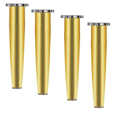 Imagem de LUOFDCLDDD Pernas de móveis para móveis pernas de móveis de metal, sofá de liga de alumínio cônico, pés de móveis de substituição, para sofá, mesa, cadeira, cabine de chá, com pés de borracha